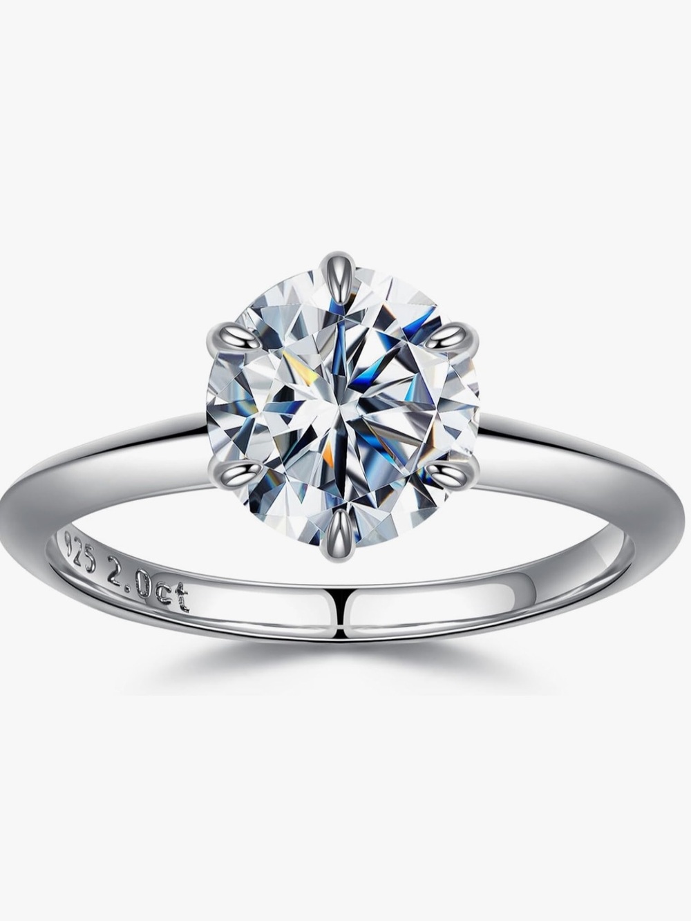 Moissanite ring size 6.5 real silver
